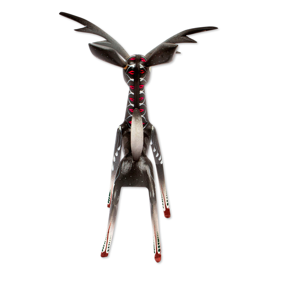 Handcrafted Grey Deer Alebrije Sculpture - Dainty Deer in Grey