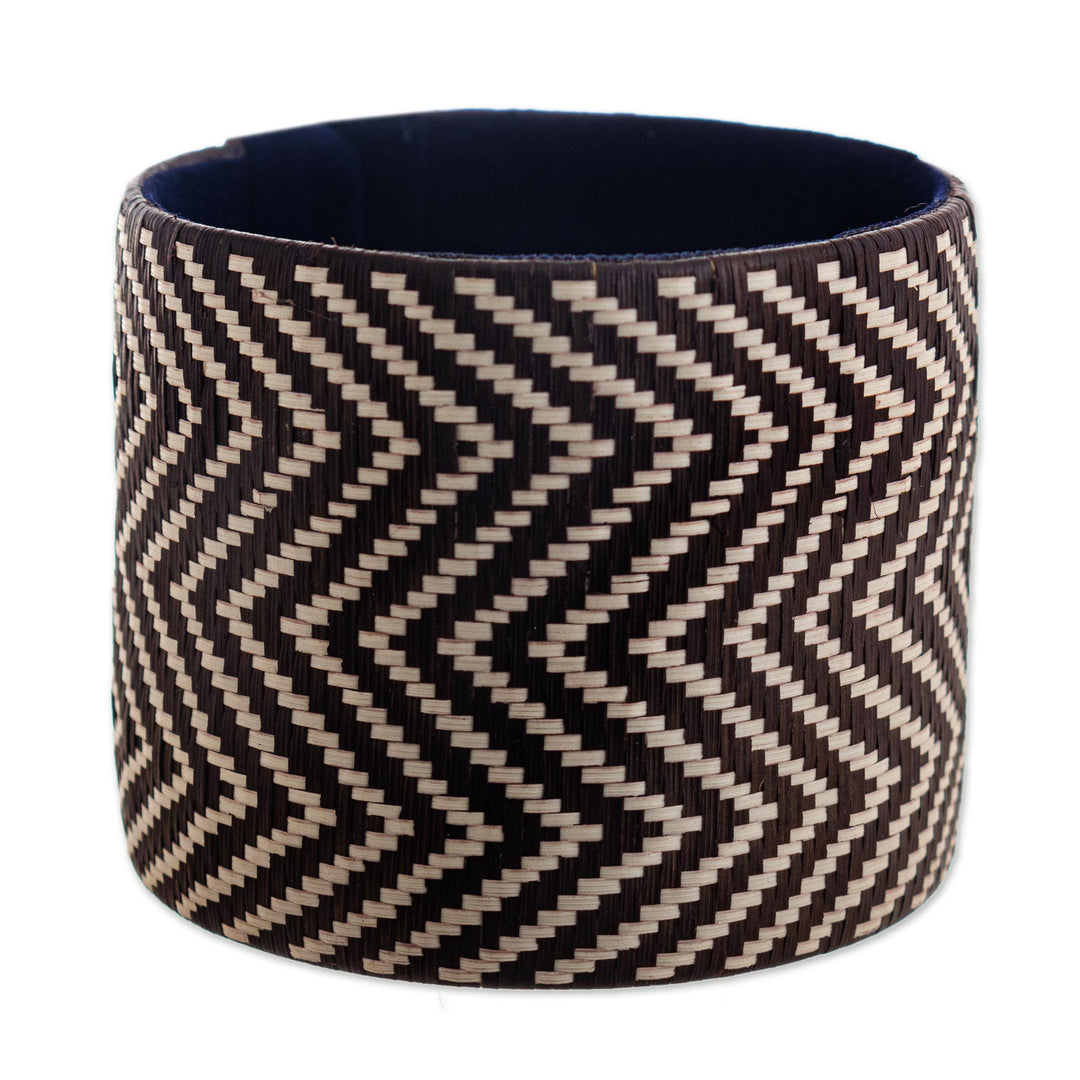 Handcrafted Natural Fiber Cuff Bracelet - Coffee Trails