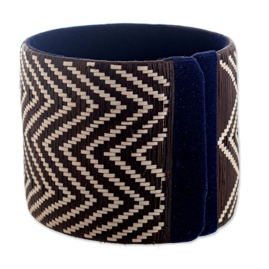 Handcrafted Natural Fiber Cuff Bracelet - Coffee Trails