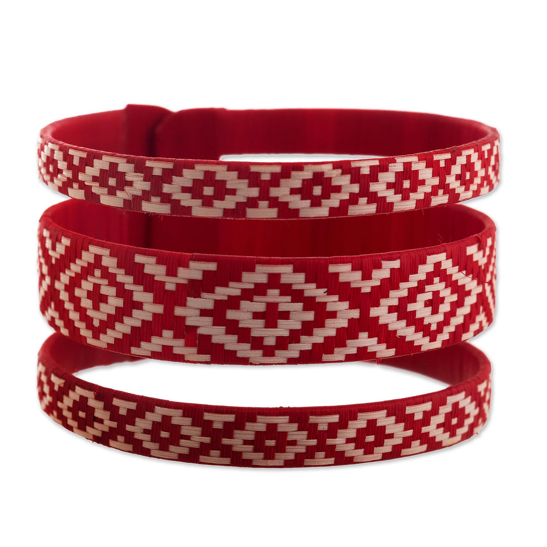 Handwoven Natural Fiber Cuff Bracelet - Soul of Fire