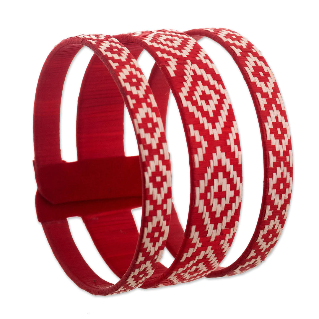 Handwoven Natural Fiber Cuff Bracelet - Soul of Fire