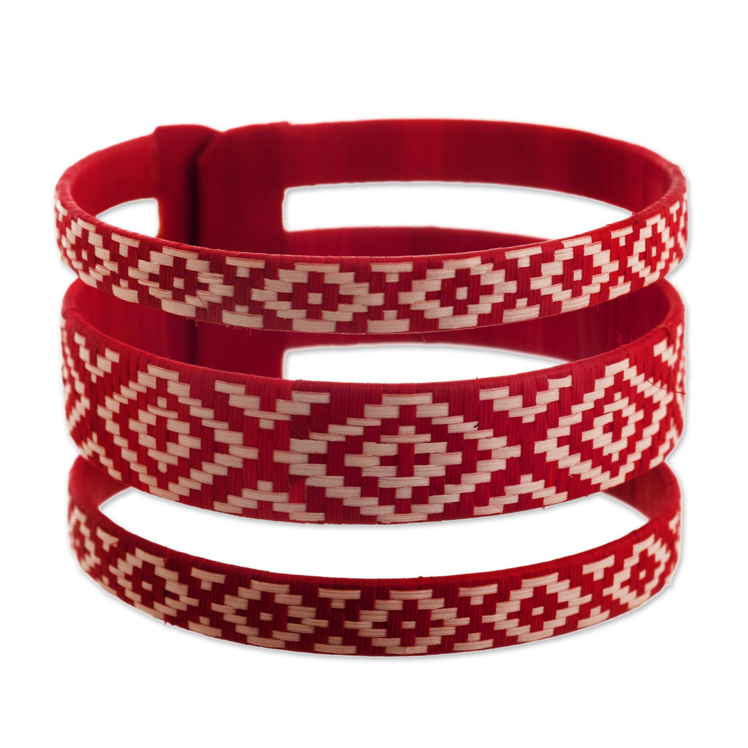 Handwoven Natural Fiber Cuff Bracelet - Soul of Fire