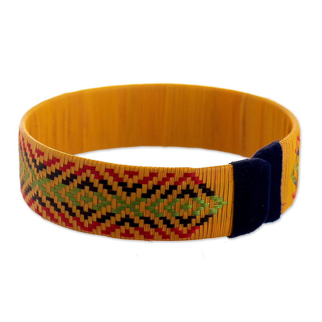 Zenu Multicolored Natural Fiber Cuff Bracelet from Colombia - Caribbean Sun