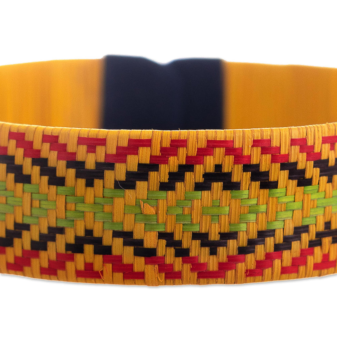 Zenu Multicolored Natural Fiber Cuff Bracelet from Colombia - Caribbean Sun