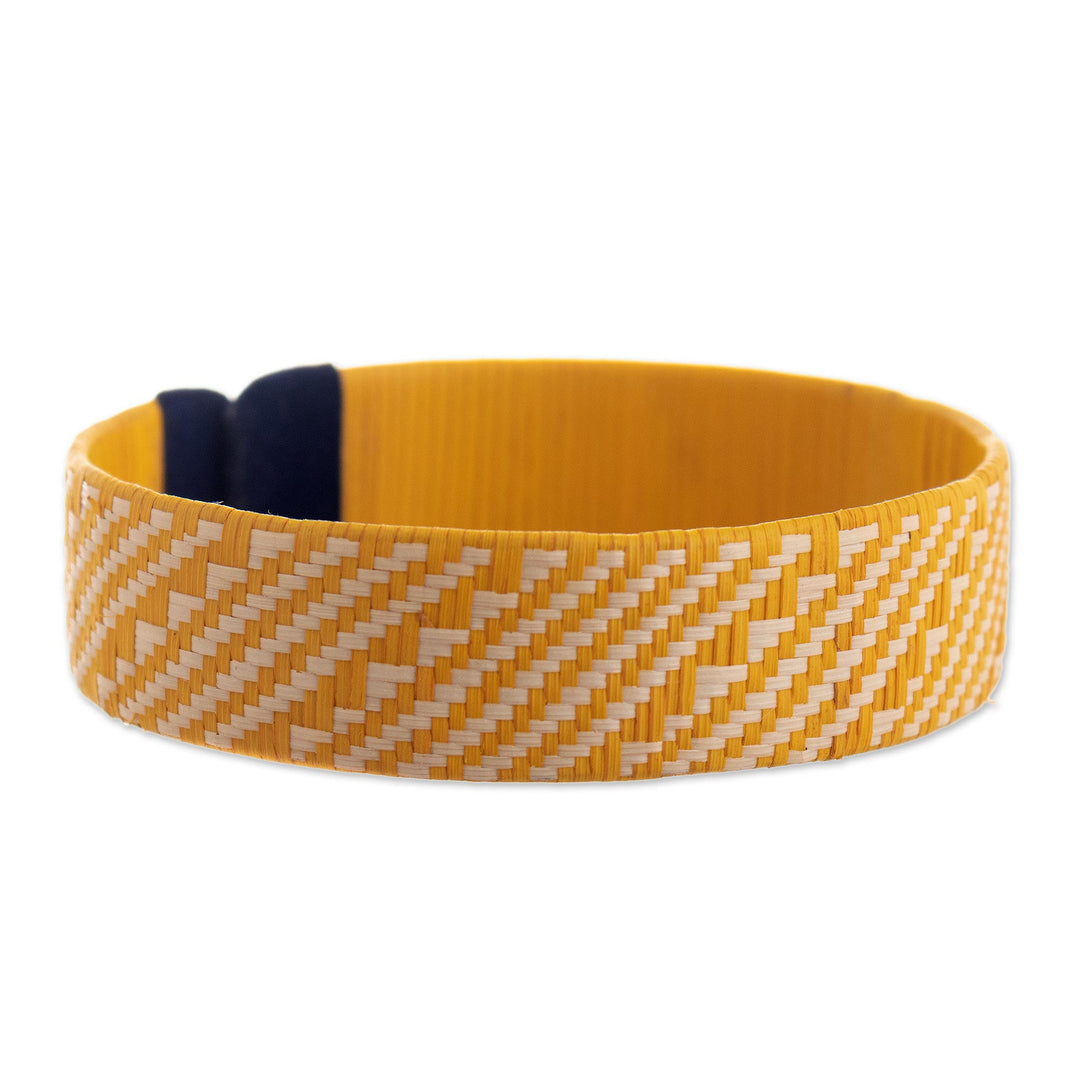 Bright Yellow Handwoven Cuff Bracelet - Comet of Light