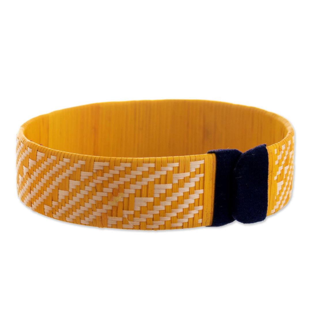 Bright Yellow Handwoven Cuff Bracelet - Comet of Light