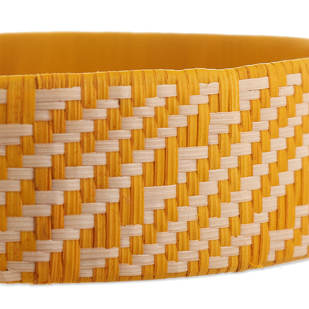 Bright Yellow Handwoven Cuff Bracelet - Comet of Light