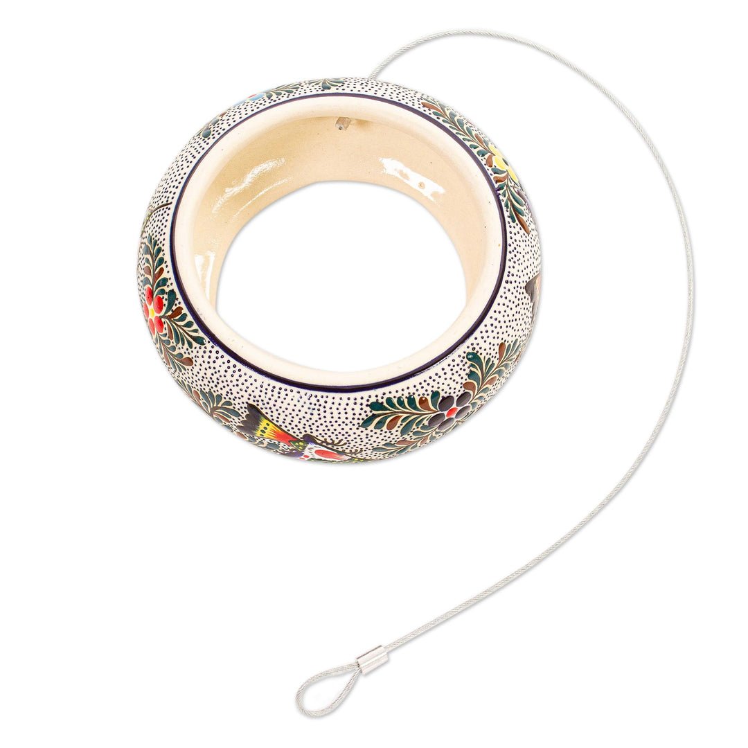 Grooved Circular High Fire Ceramic Bird Feeder Mexico - Feeding Circle