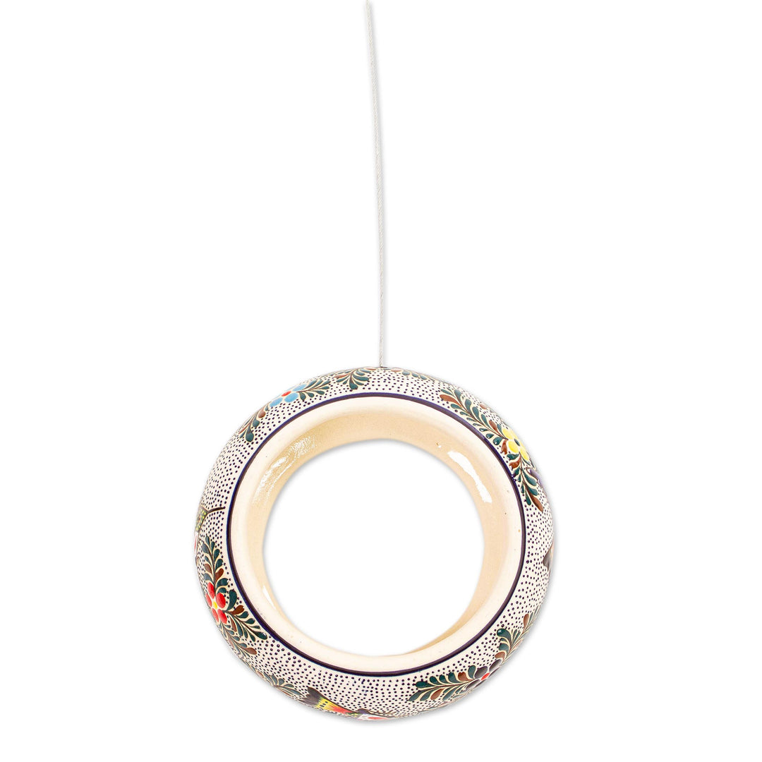 Grooved Circular High Fire Ceramic Bird Feeder Mexico - Feeding Circle