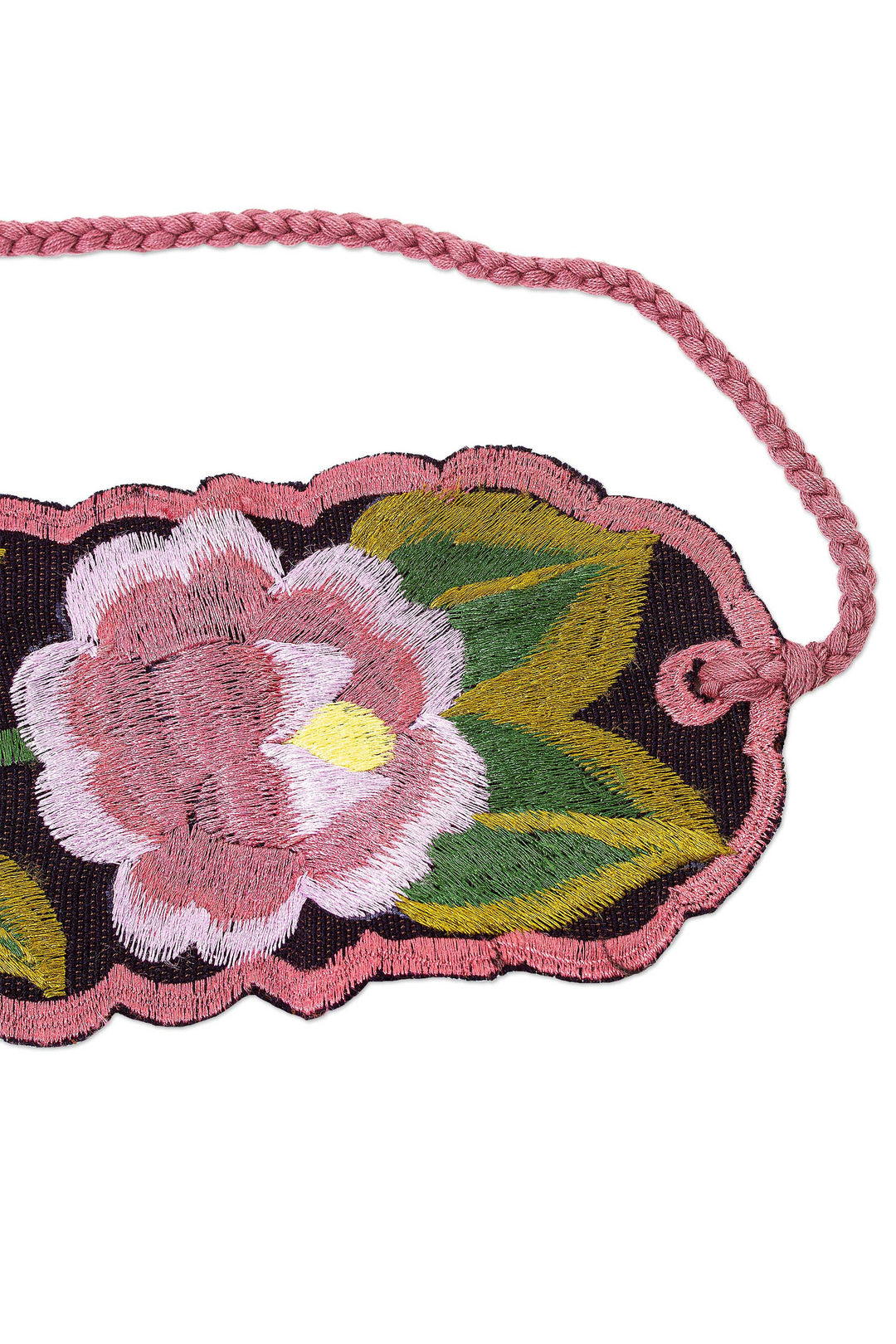 Broad Cotton Hand Woven Wrap Belt with Flowers Chiapas - Flower Wrap