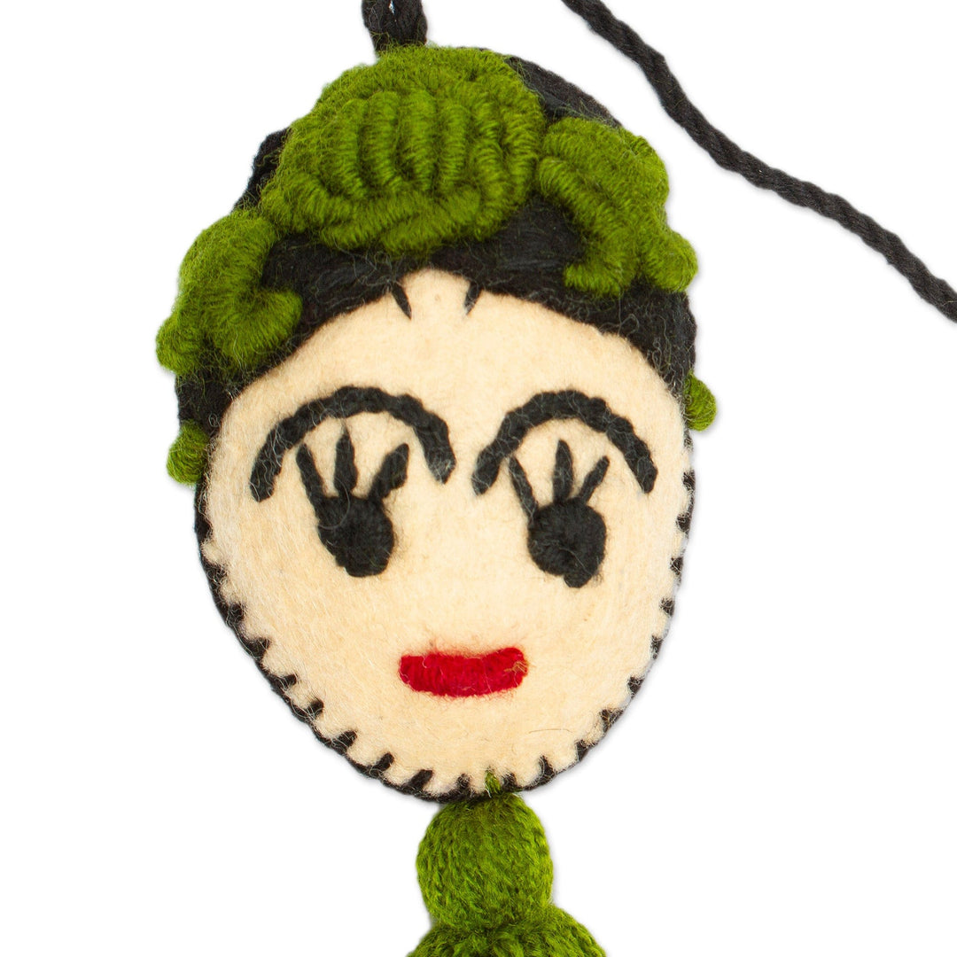 Frida-Themed Holiday Ornament (Pair) - Frida in Green