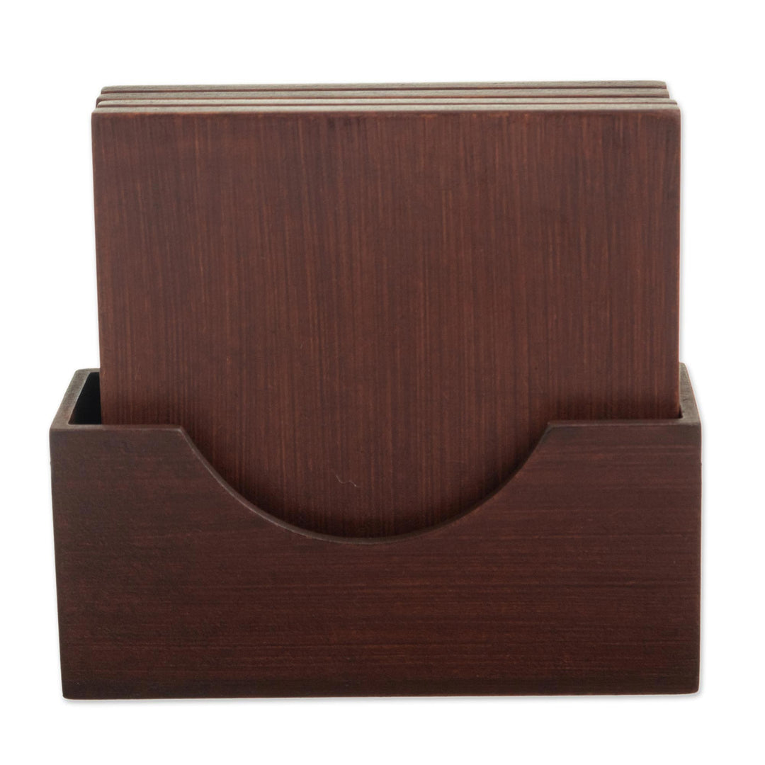 Artisan Crafted Glass and Wood Coasters (Set of 4) - Morning Flowers