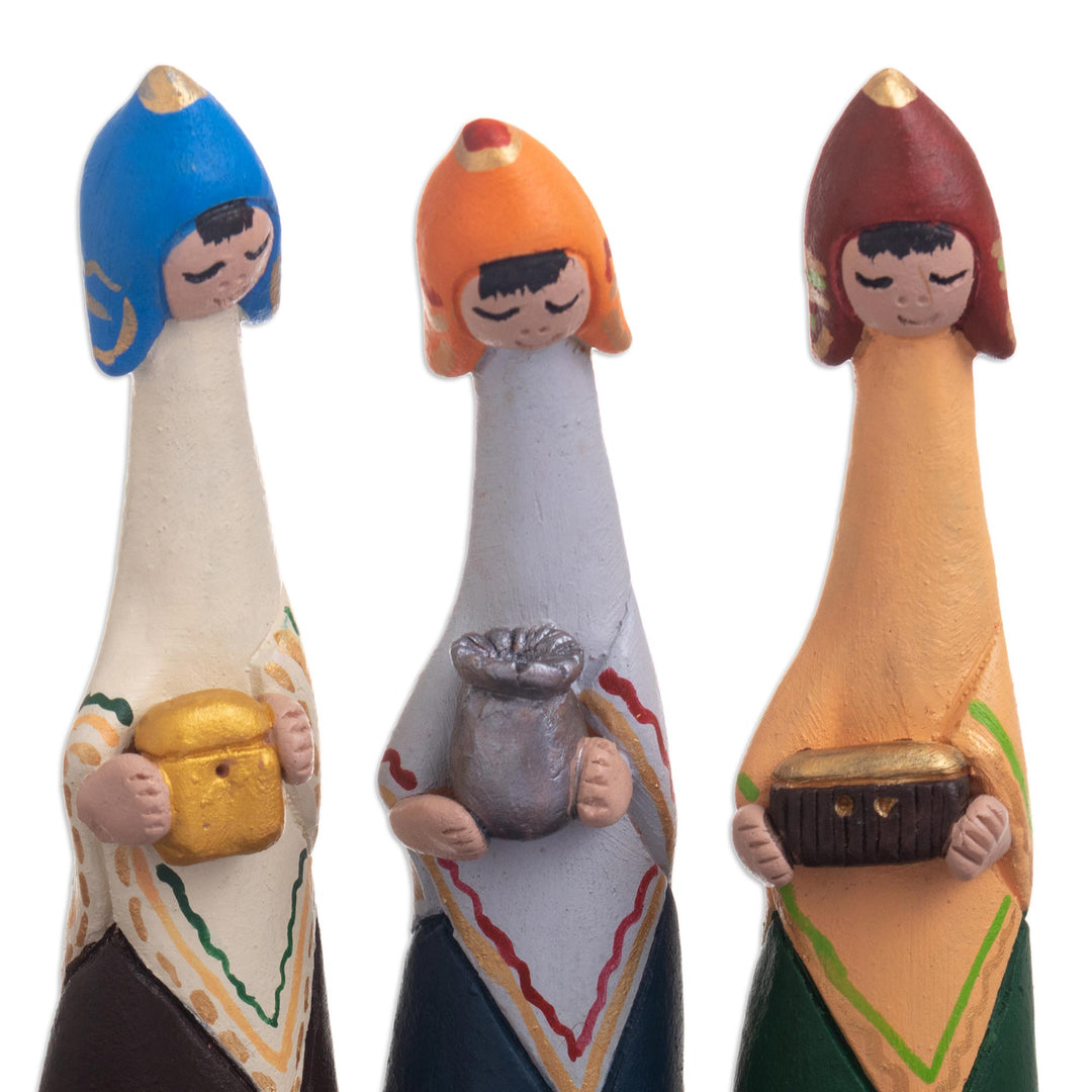 Peruvian Handmade Ceramic Nativity Set with 5 Pieces - Pilgrimage Family