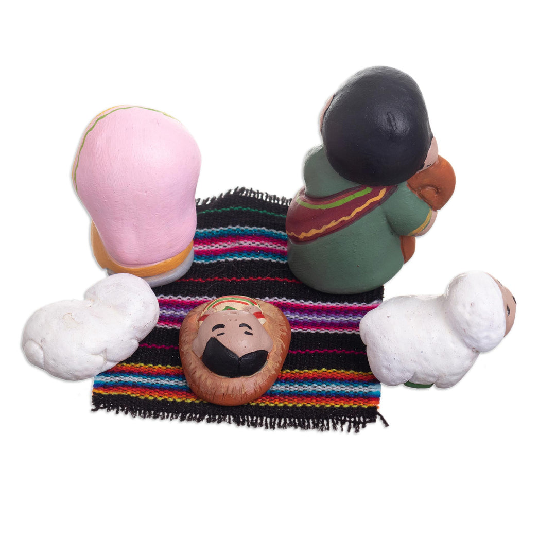 Small Handmade Nativity Scene (5 Pieces) - Blessed Night