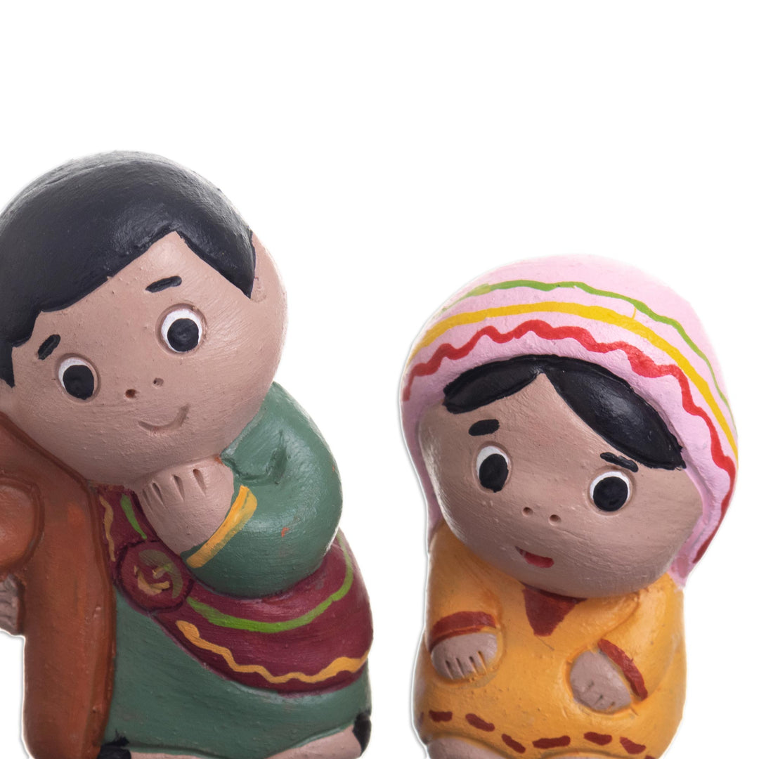 Small Handmade Nativity Scene (5 Pieces) - Blessed Night