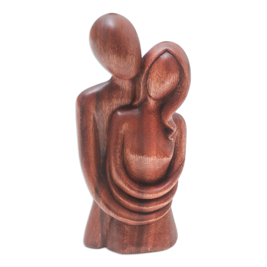 Handmade Romantic Suar Wood Sculpture - Honeymoon Couple
