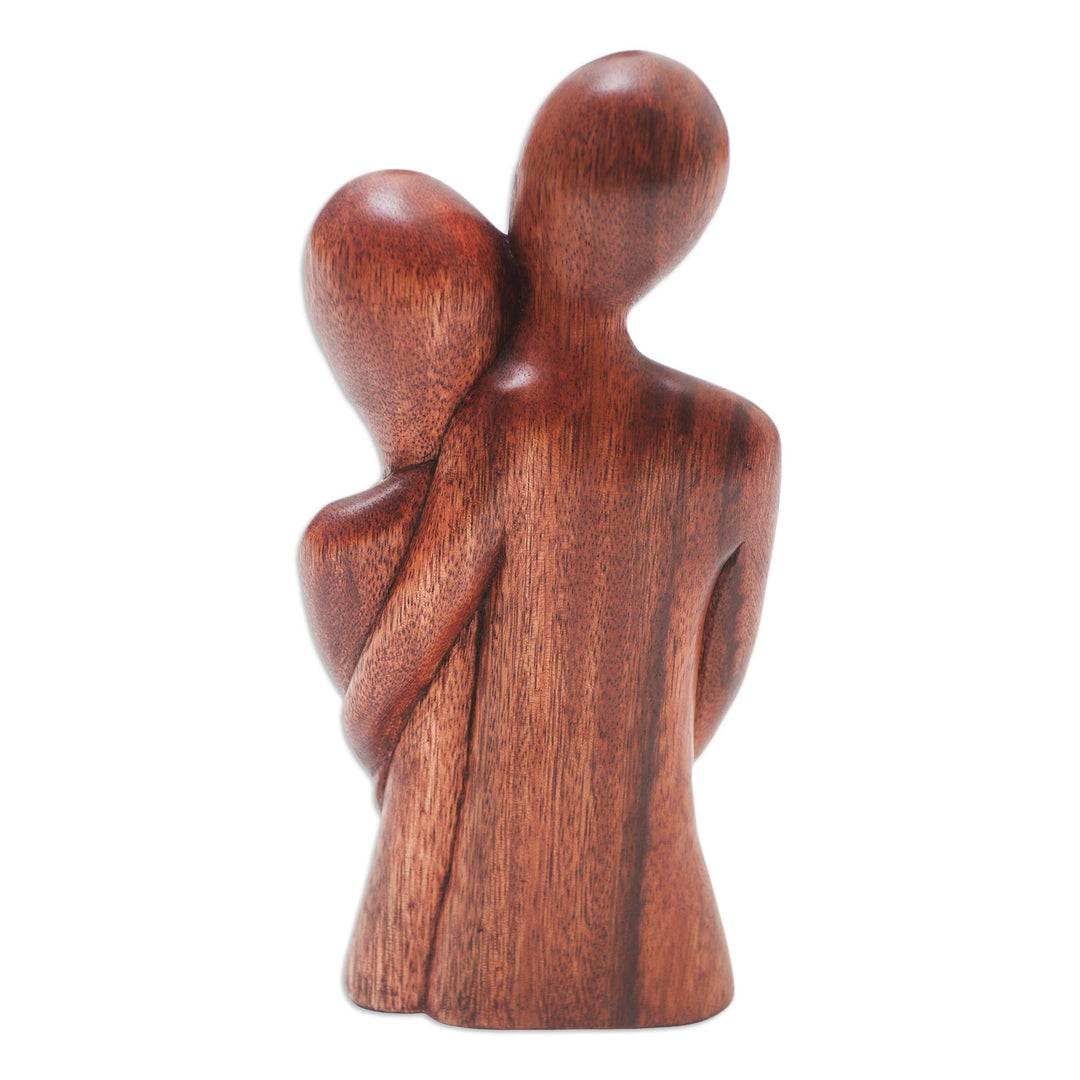 Handmade Romantic Suar Wood Sculpture - Honeymoon Couple
