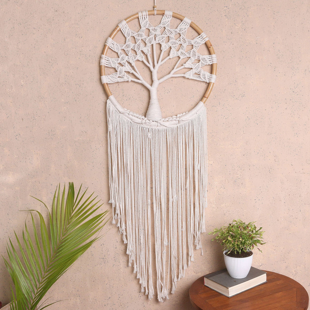 Artisan Crafted Cotton Macrame Wall Hanging - Boho Garden