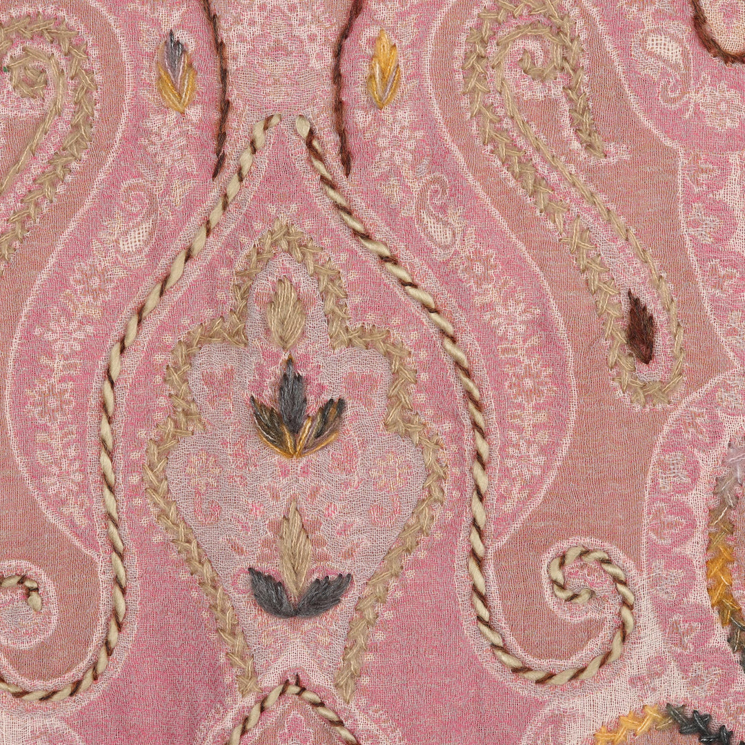 Hand-Embroidered Wool Shawl from India - Passionate Paisley
