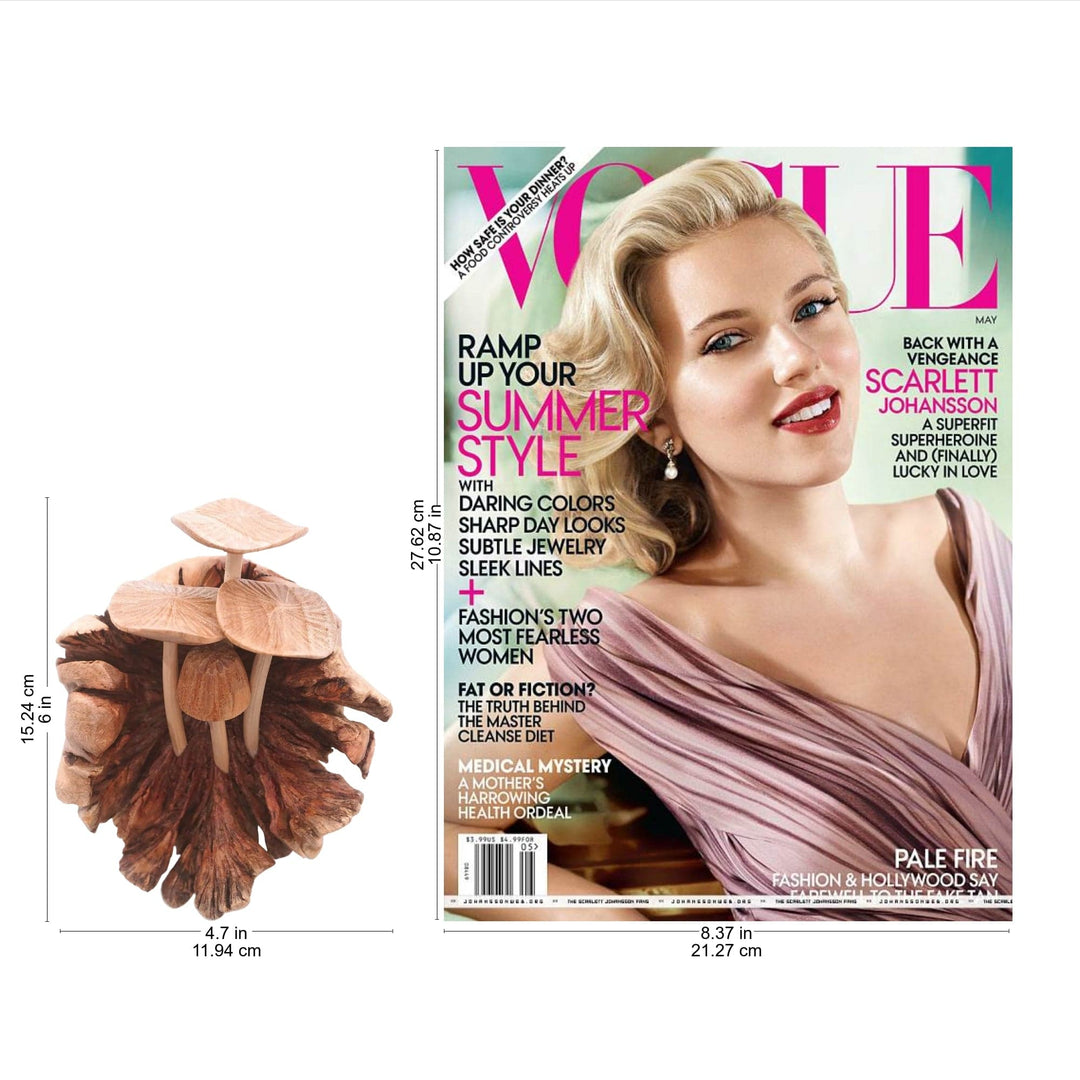 Hand Carved Balinese Mushroom Statuette - Young Mushrooms