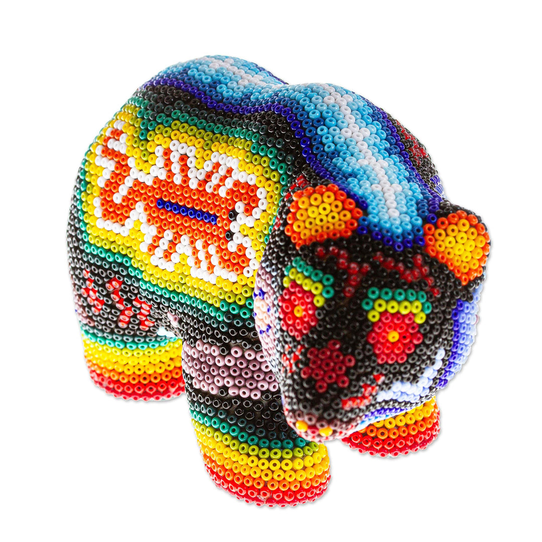 Huichol Beaded Bear Figurine - Scorpion Bear