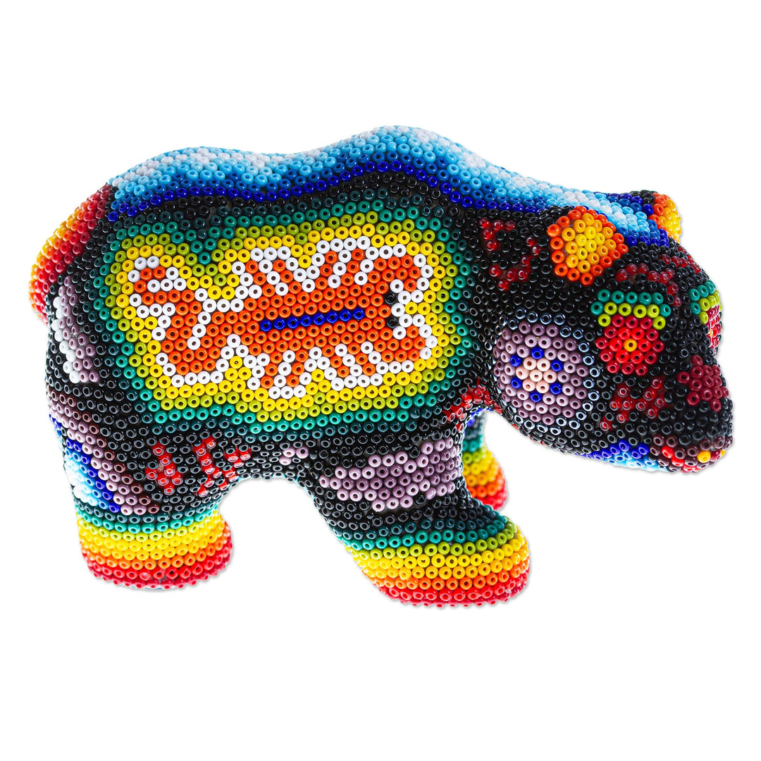 Huichol Beaded Bear Figurine - Scorpion Bear