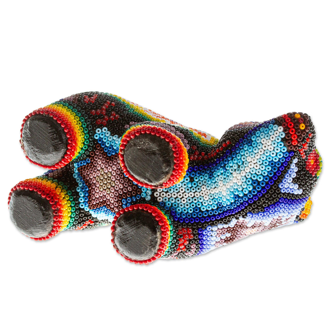 Huichol Beaded Bear Figurine - Scorpion Bear