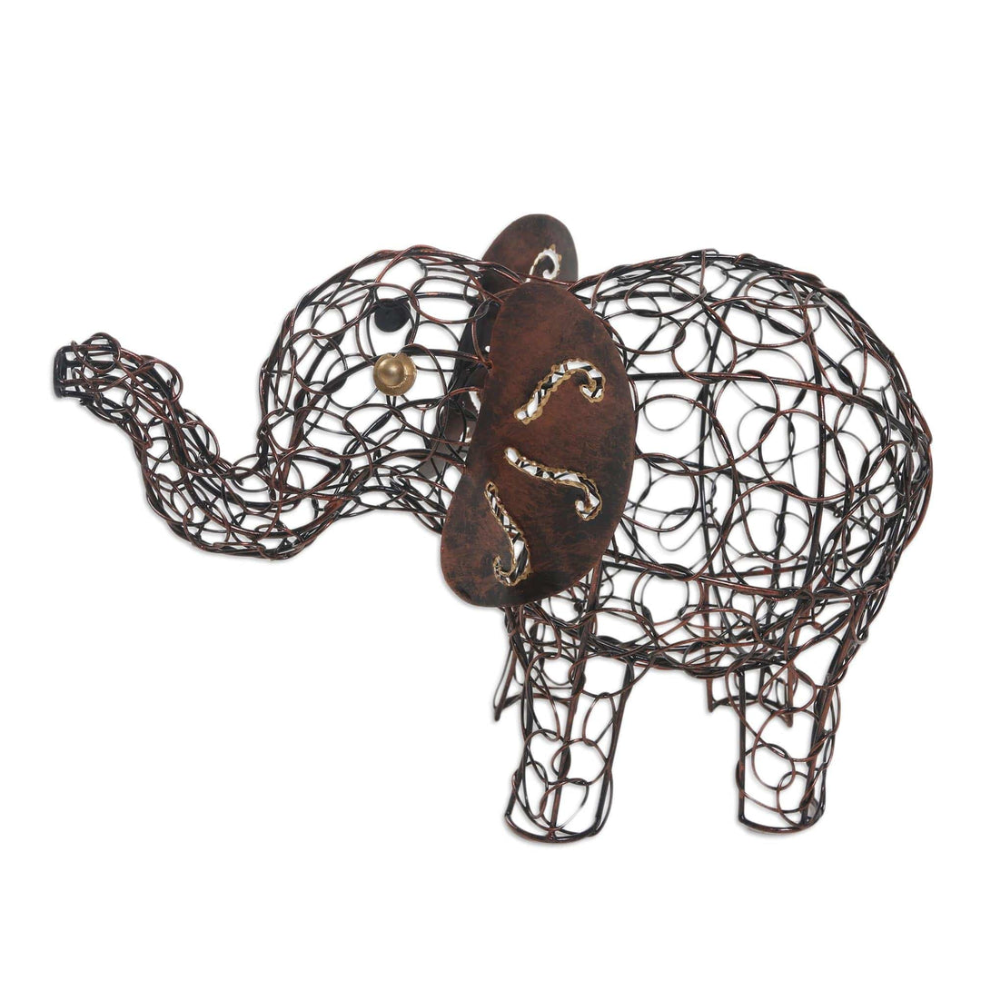 Wrought Iron Elephant-Themed Statuette - Elephant in the Room