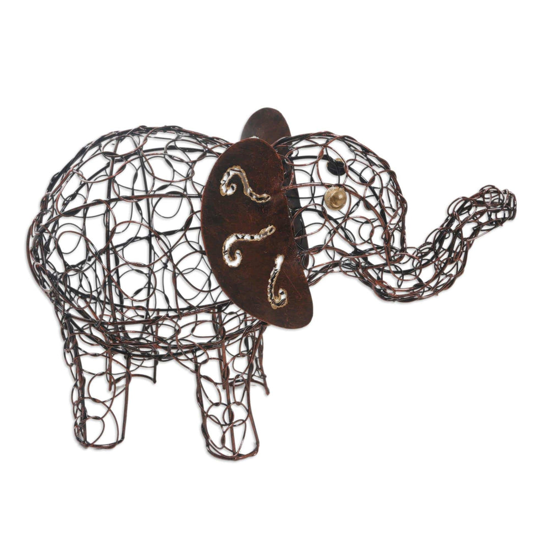 Wrought Iron Elephant-Themed Statuette - Elephant in the Room