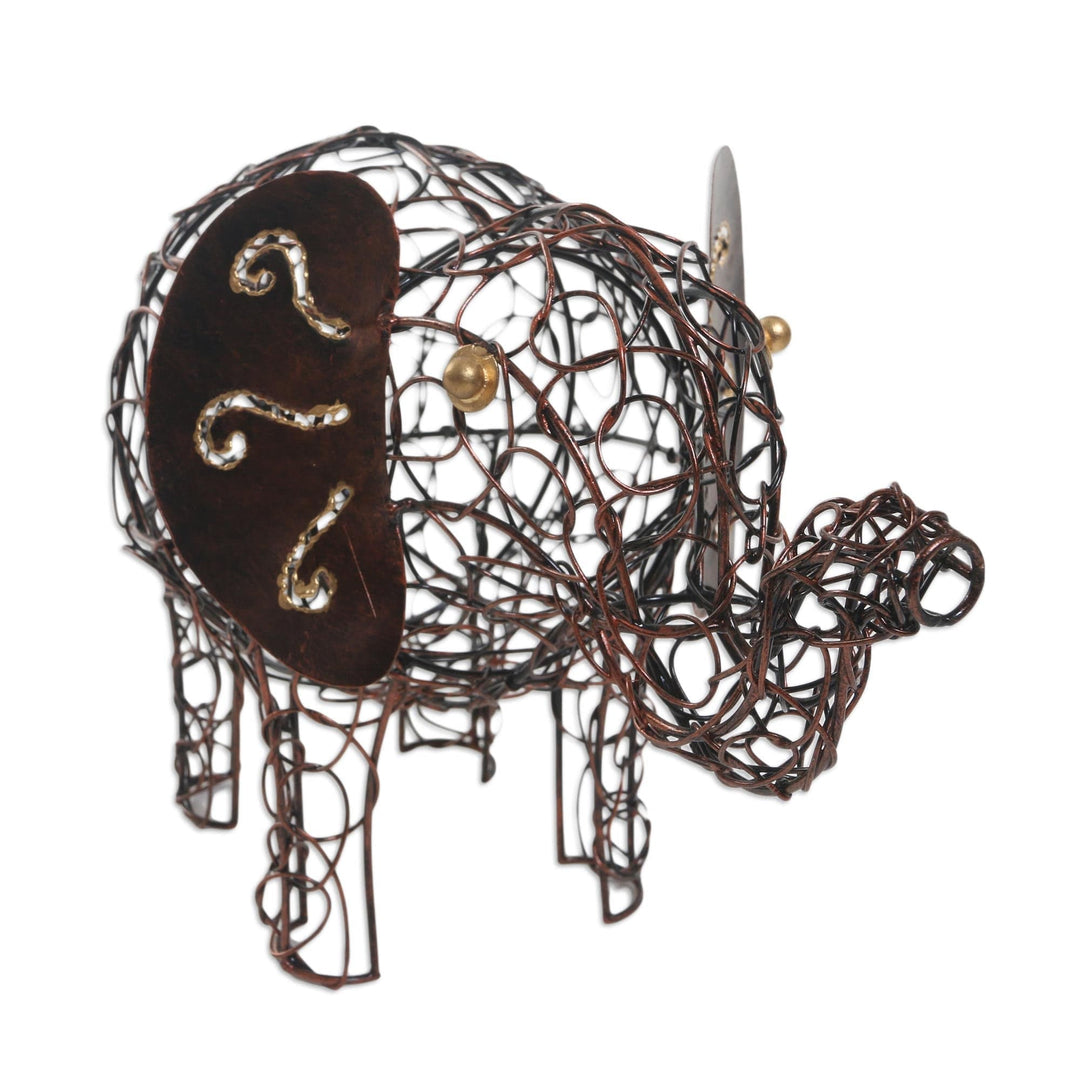 Wrought Iron Elephant-Themed Statuette - Elephant in the Room