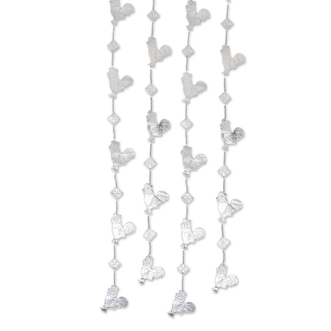 Aluminum Rooster-Themed Holiday Garland (Set of 4) - Farm Rooster