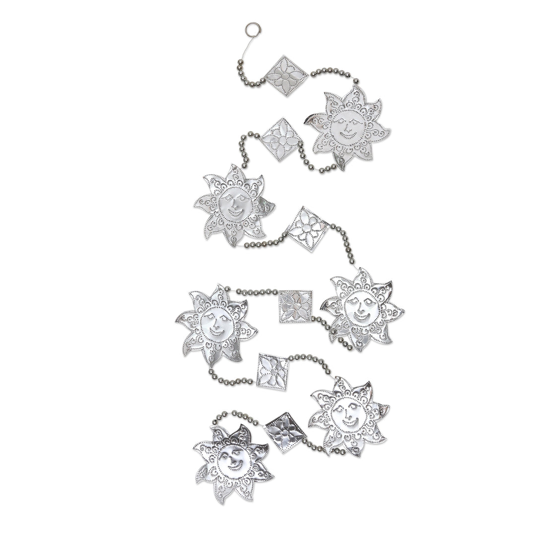 Aluminum Sunflower-Themed Holiday Garland (Set of 4) - Smiling Sunflower