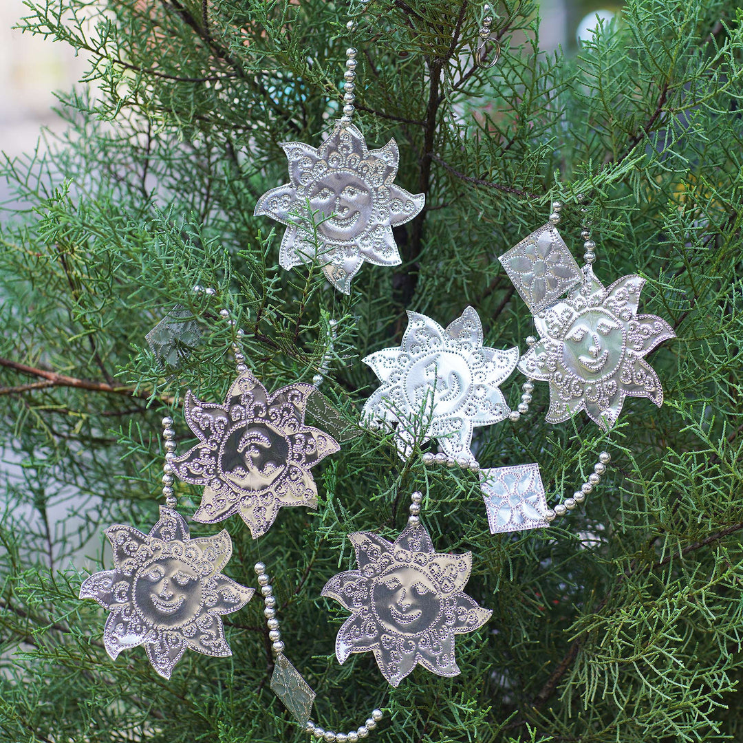 Aluminum Sunflower-Themed Holiday Garland (Set of 4) - Smiling Sunflower
