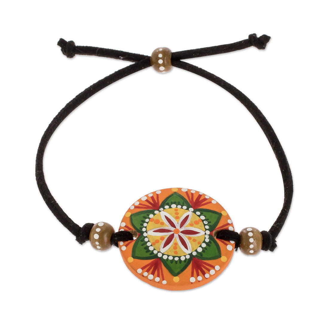 Artisan Crafted Wood Pendant Bracelet - Vibrant Seed in Green