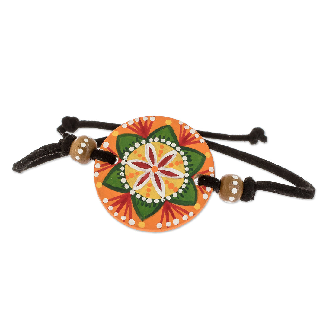 Artisan Crafted Wood Pendant Bracelet - Vibrant Seed in Green