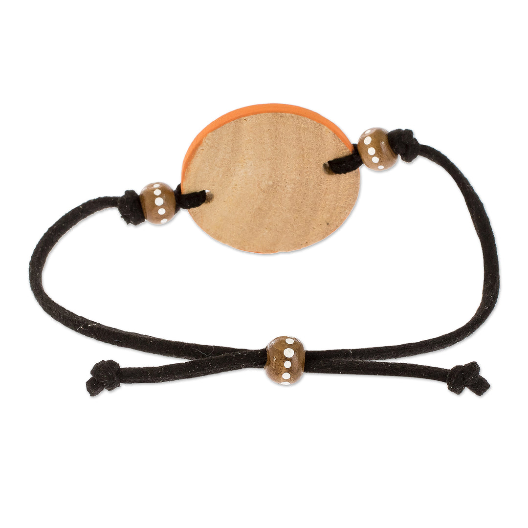 Artisan Crafted Wood Pendant Bracelet - Vibrant Seed in Green