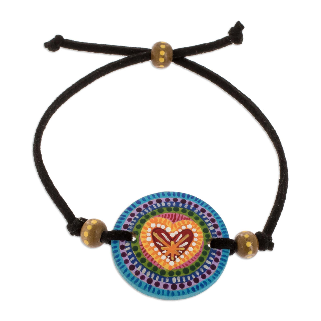 Handmade Wood Pendant Bracelet from Guatemala - Rainbow of Love
