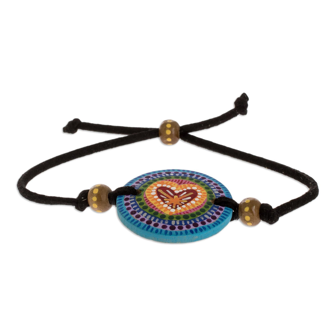 Handmade Wood Pendant Bracelet from Guatemala - Rainbow of Love