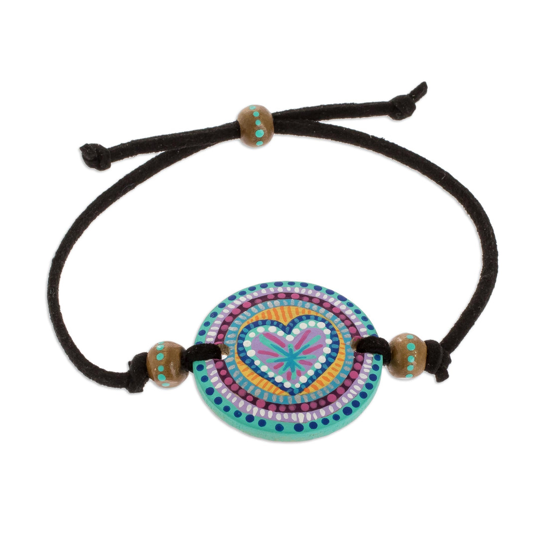 Handmade Wood Pendant Bracelet - Love Mandala