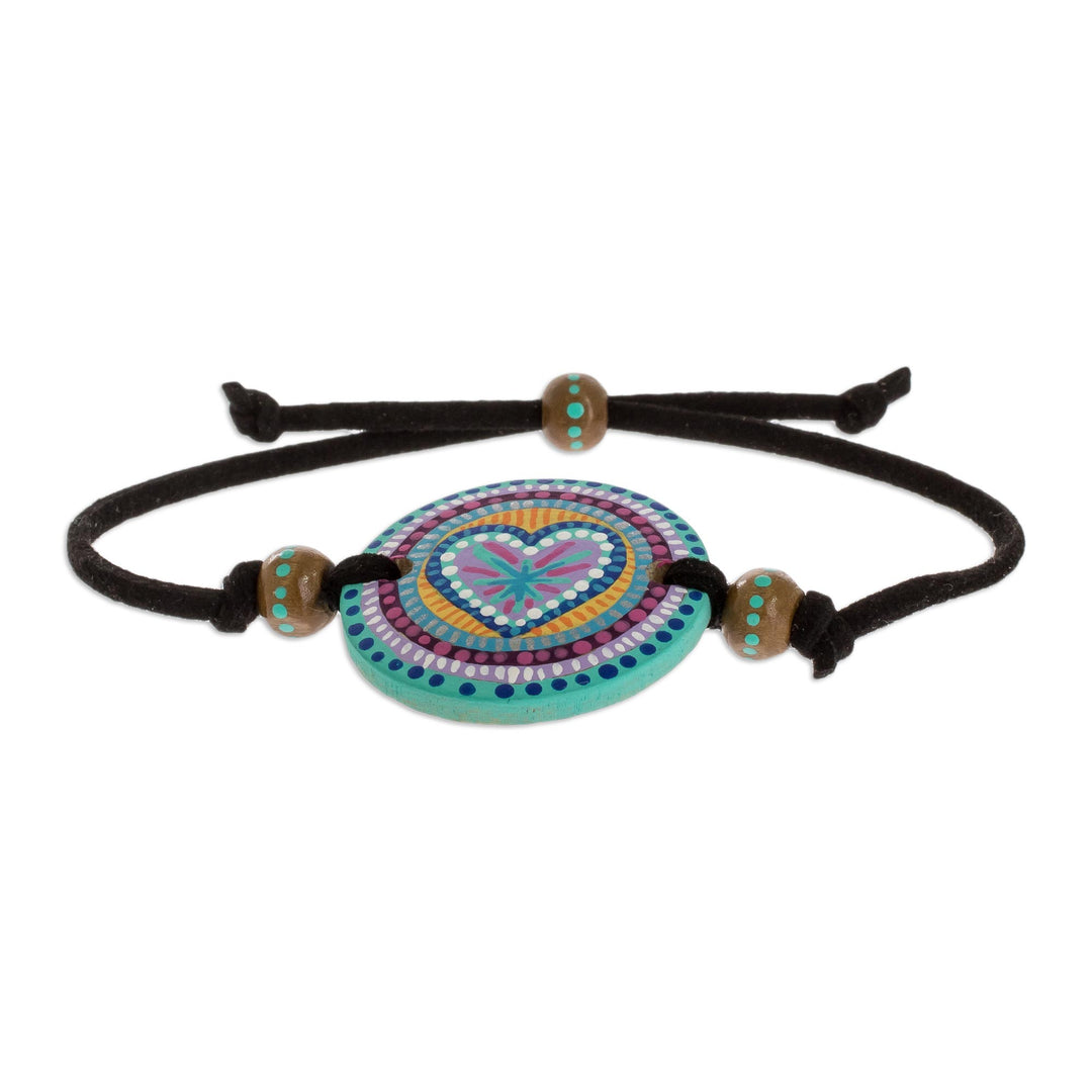 Handmade Wood Pendant Bracelet - Love Mandala