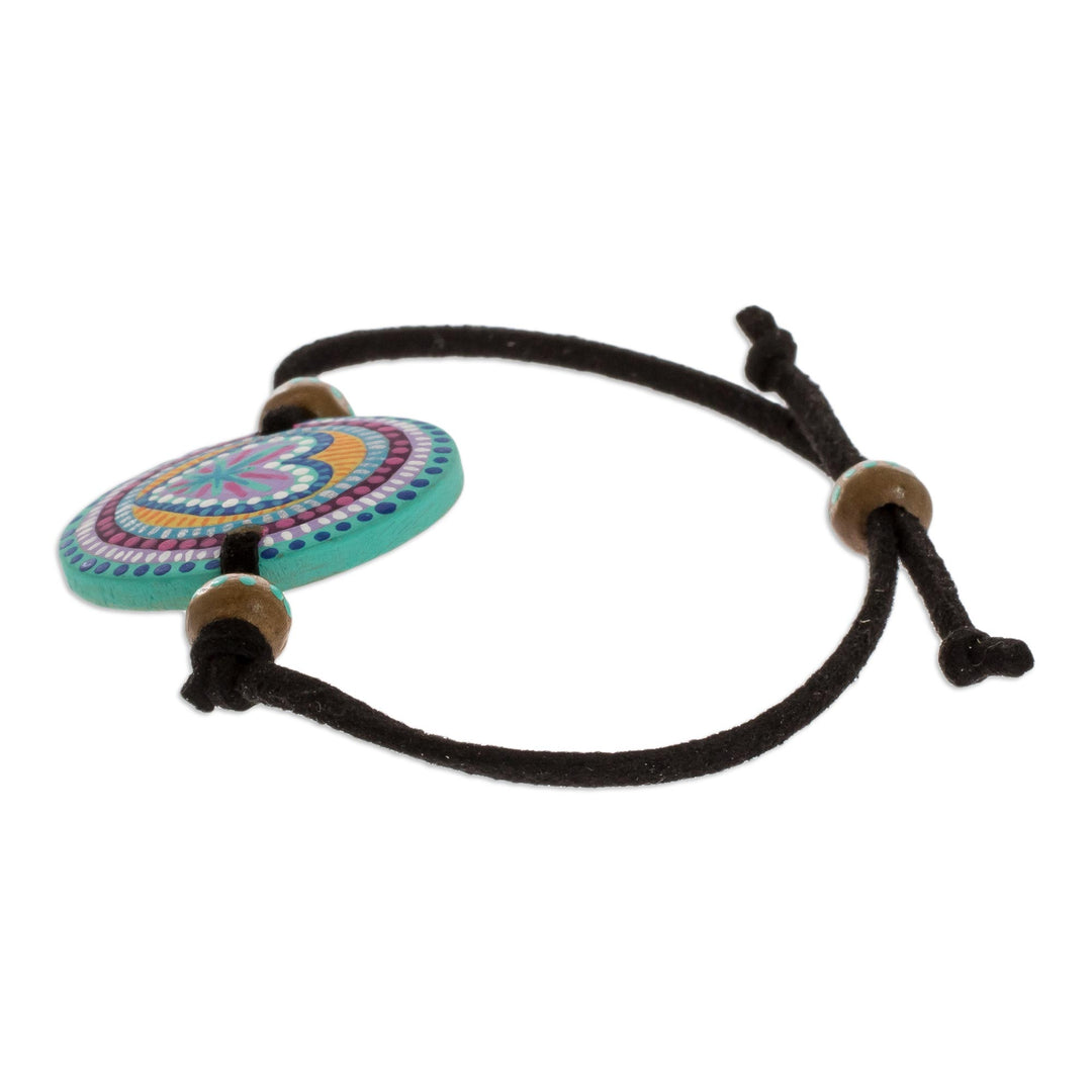 Handmade Wood Pendant Bracelet - Love Mandala