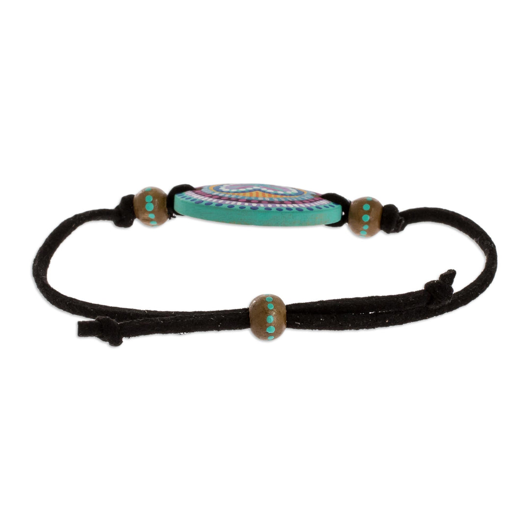 Handmade Wood Pendant Bracelet - Love Mandala