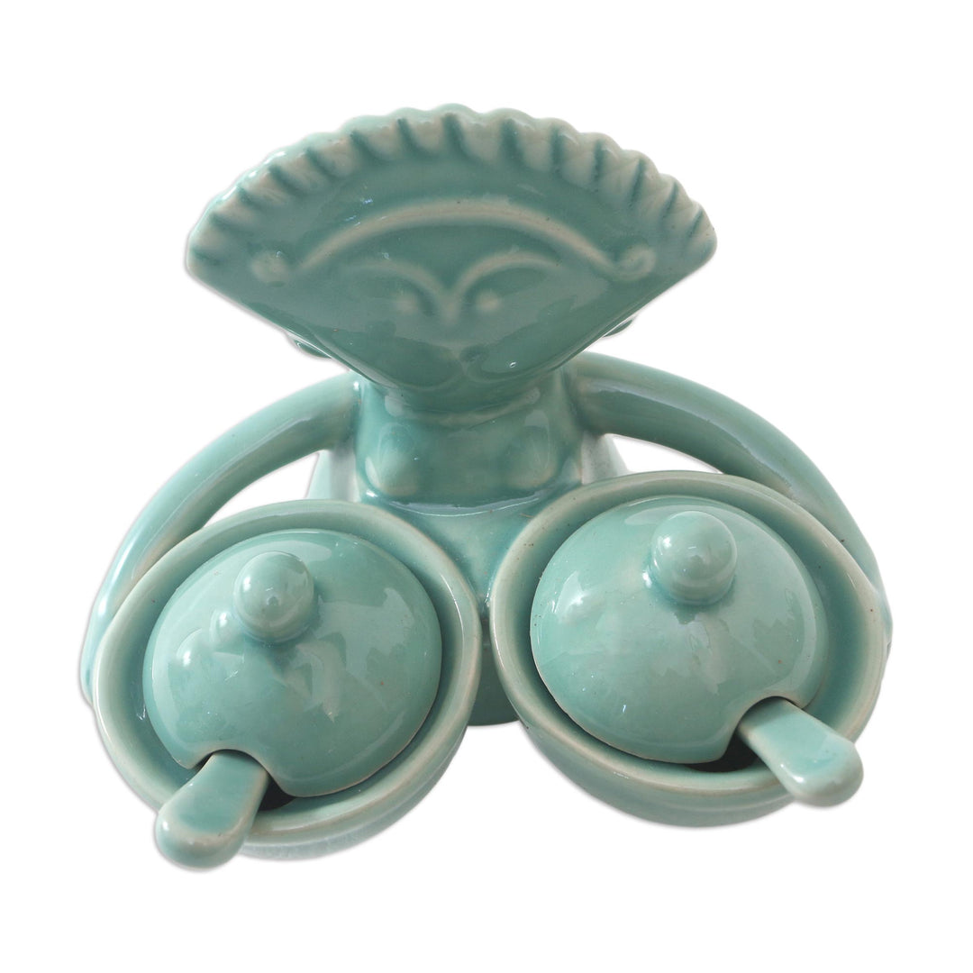 Hand Crafted Ceramic Condiment Set (5 Pcs) - Balinese Dancer