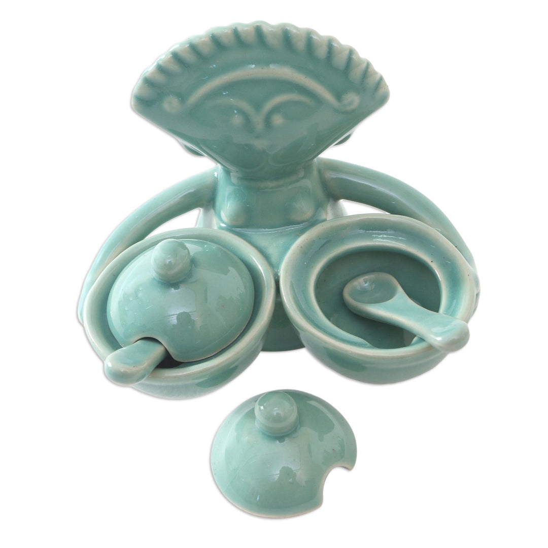 Hand Crafted Ceramic Condiment Set (5 Pcs) - Balinese Dancer