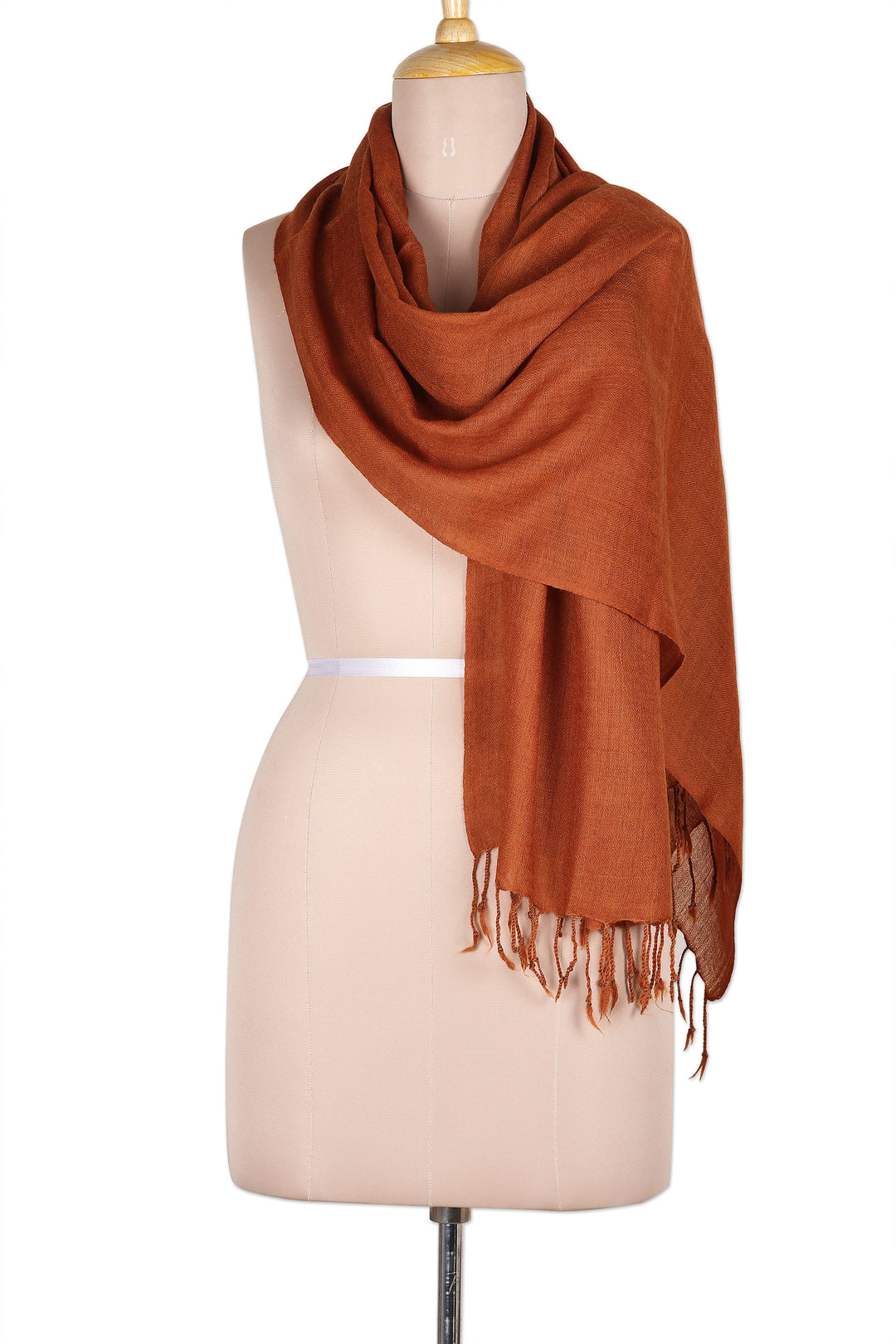 Cinnamon Brown Wool Scarf from India - Sweet Cinnamon