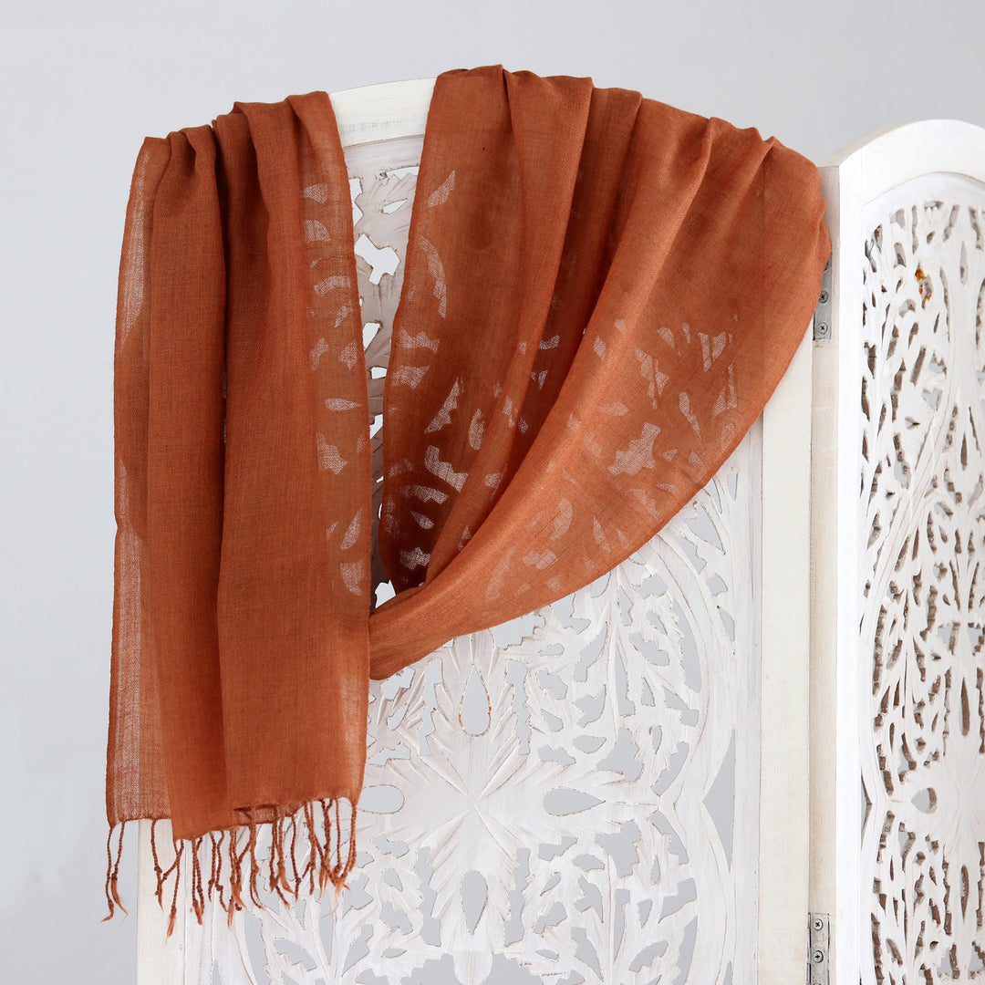 Cinnamon Brown Wool Scarf from India - Sweet Cinnamon