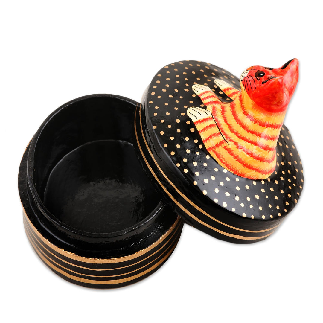Decorative Papier Mache Cat-Motif Box - Cat Nap