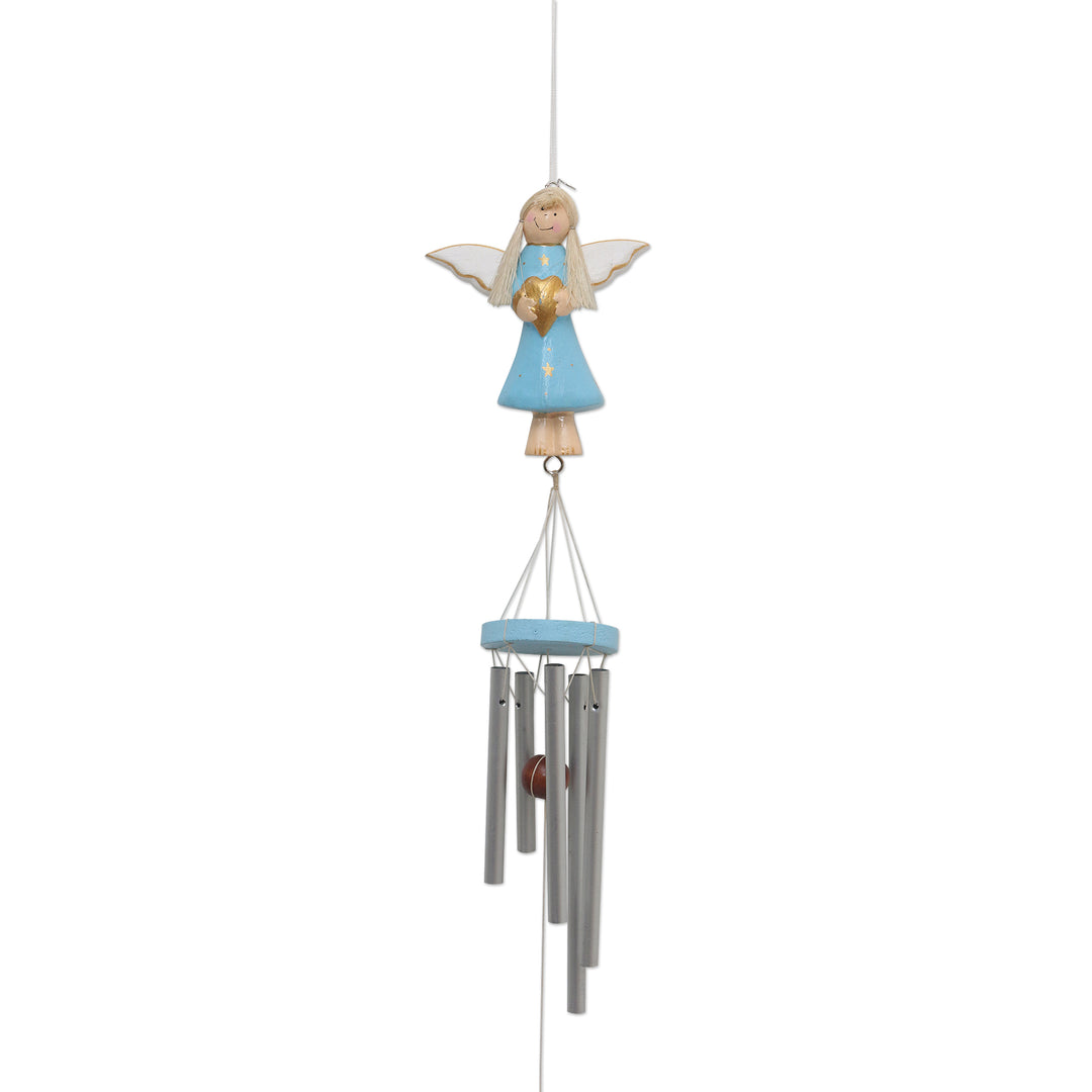 Blue Angel-Themed Wind Chime from Bali - Love Angel in Blue