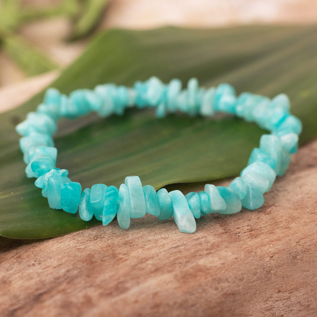 Hand Crafted Amazonite Chip Stone Bracelet - Aqua Harmony