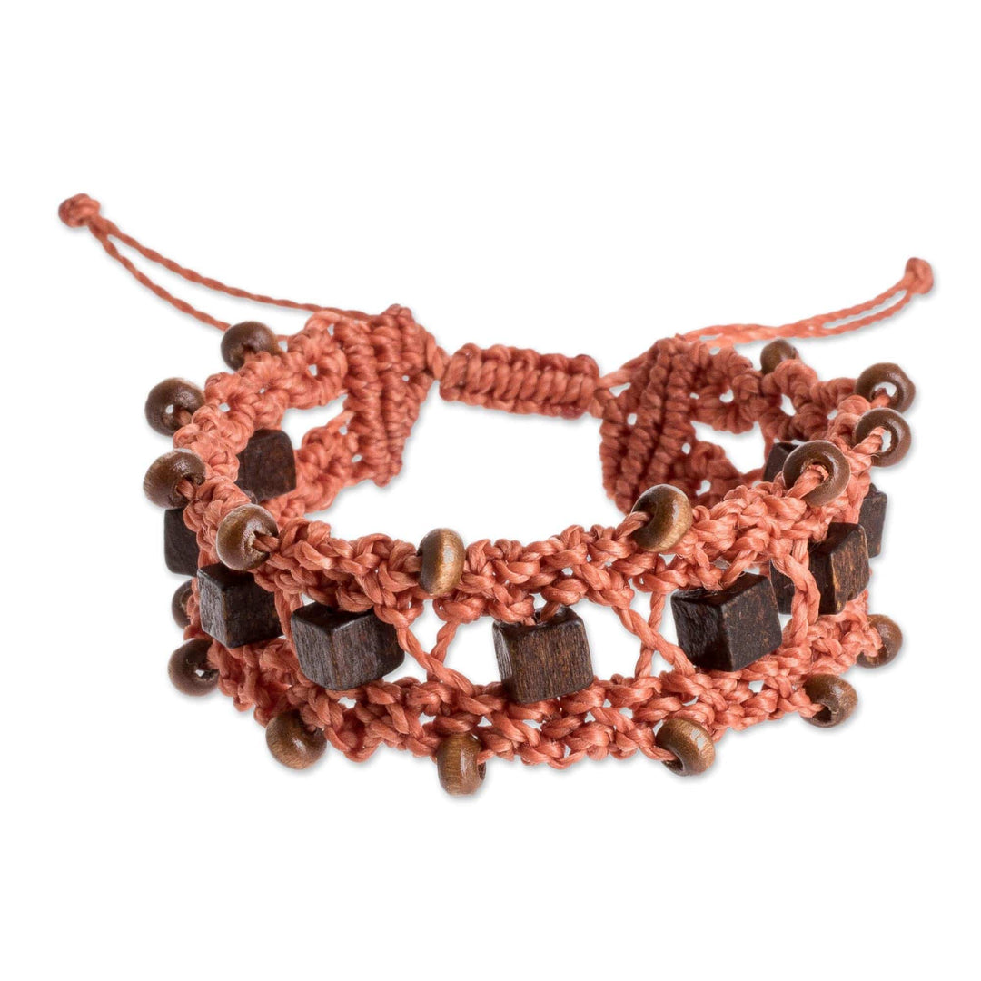 Handmade Peach Macrame Bracelet - Spirit Guide in Peach